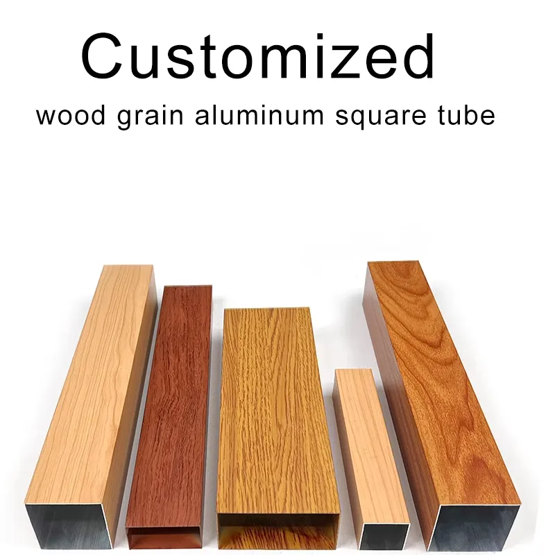 Customized wood grain aluminum square tube