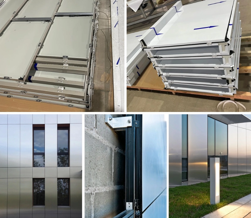 Exterior aluminum curtain wall panel used in commercial building facade