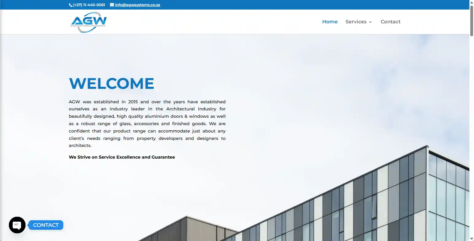 AGW Systems homepage - One-stop facade and wholesale aluminium solutions in Gauteng