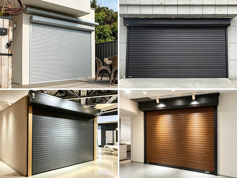 Custom aluminum roller shutter slats installed in exterior residential and commercial projects.