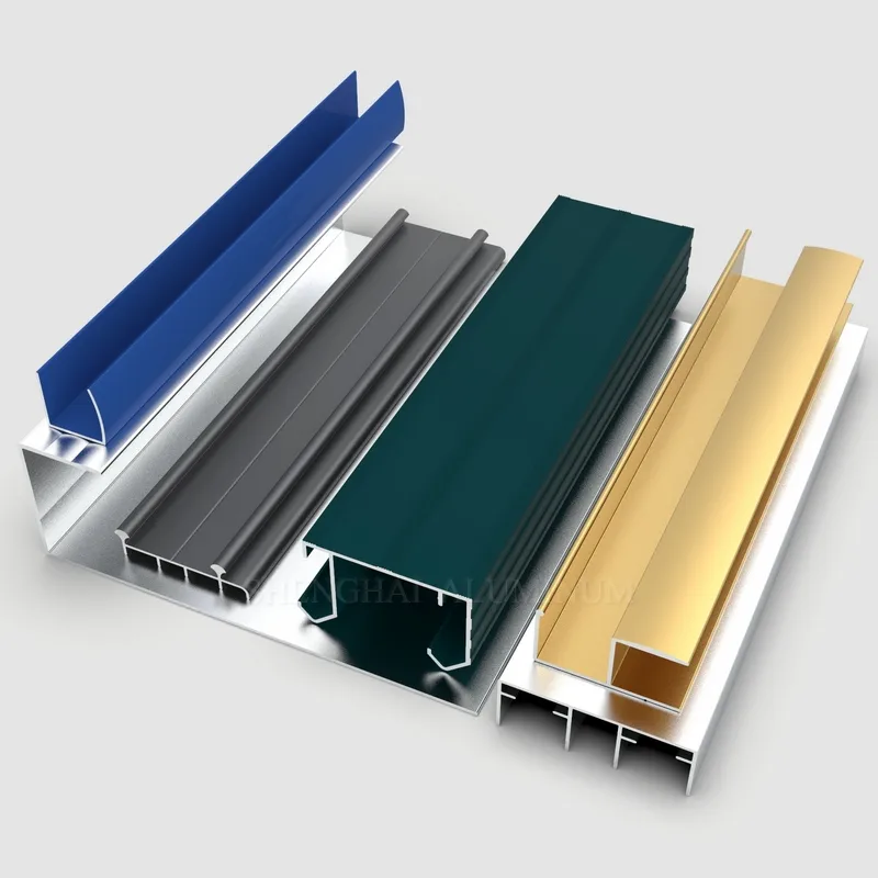 Colorful decorative hollow aluminium profile for kitchen cabinet handles and wardrobe edges. Supplied to the Yemen market by Shenghai Aluminum manufacturer.