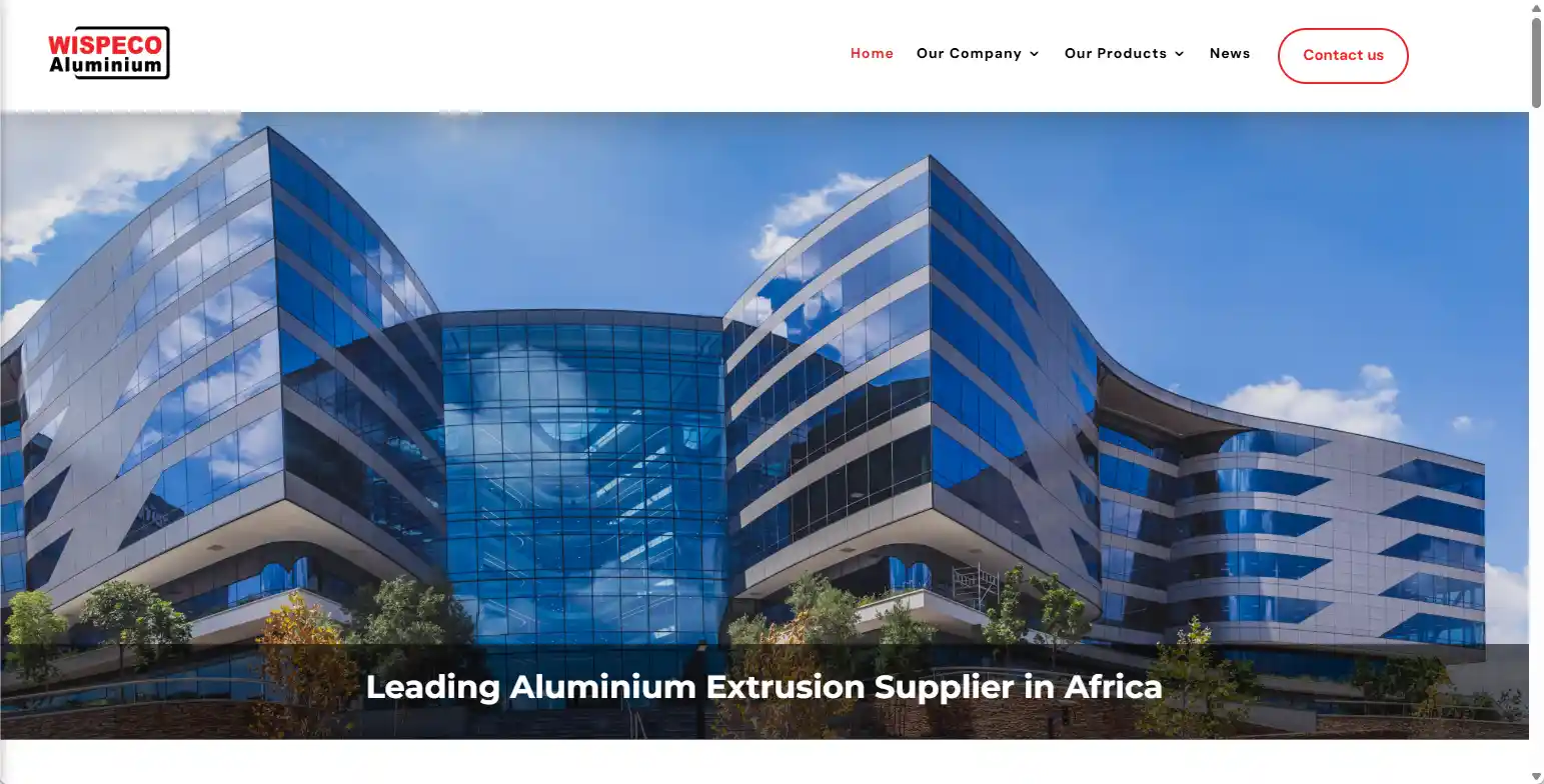 Página web oficial de Wispeco Aluminium South Africa - Proveedor líder de sistemas Crealco